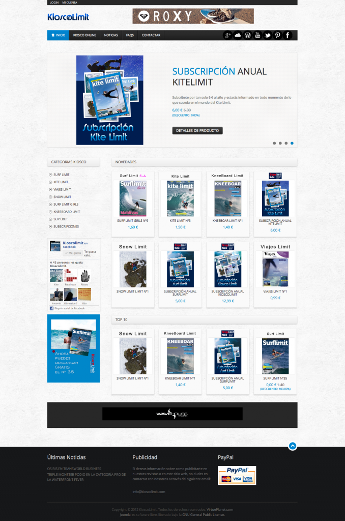 KioscoLimit tu kiosco de revistas de surf, snowboard, kitesurf,..